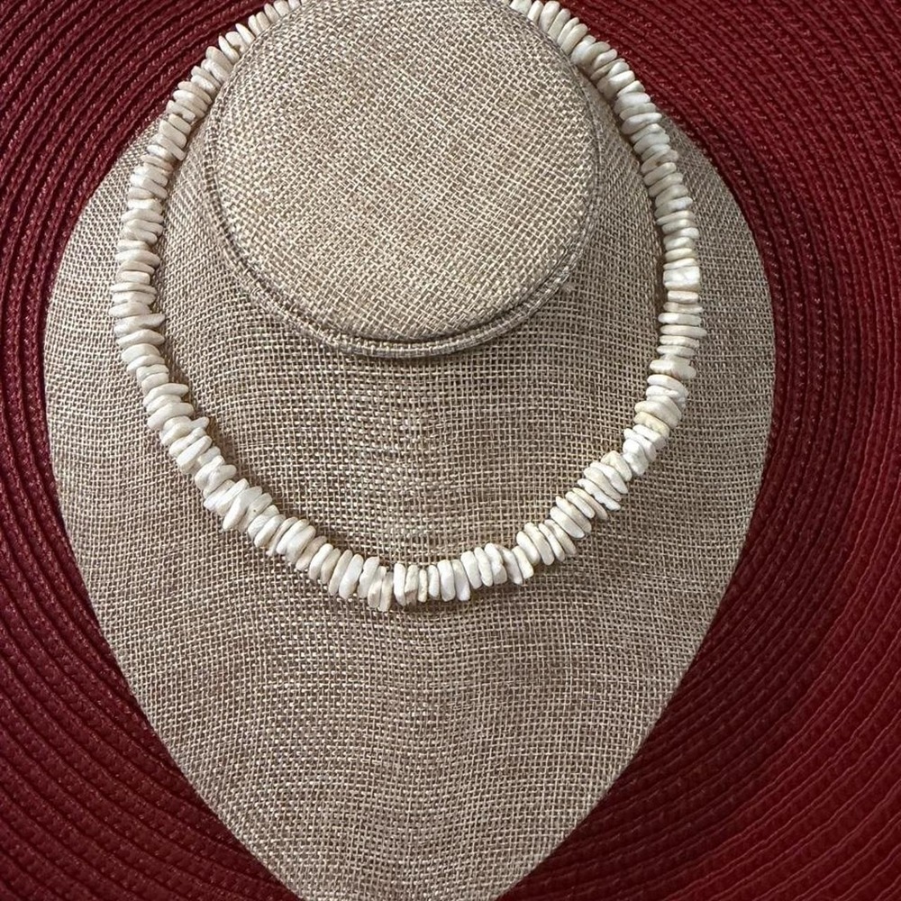 Genuine Puka Shell Chip Necklace 14" Barrel Clasp Beach Boho Surfer